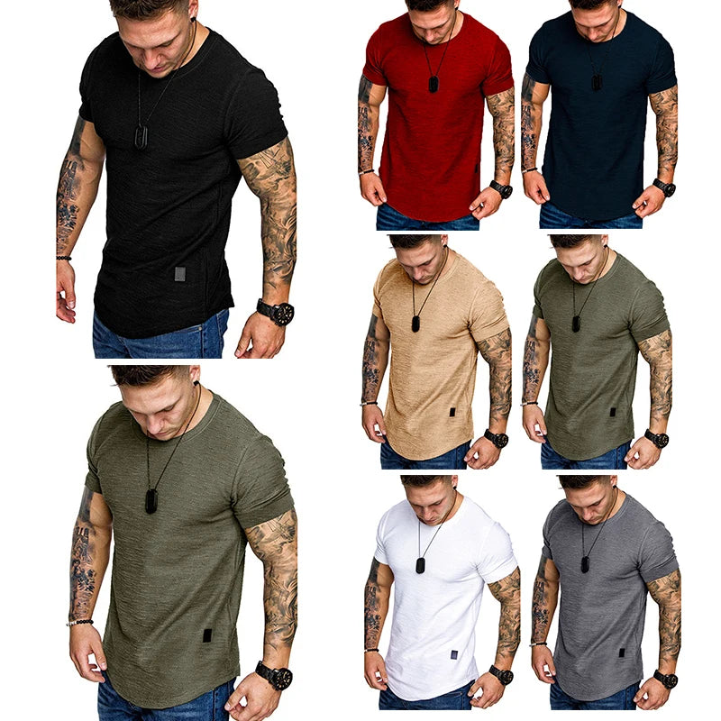 Men's Casual Fashion Solid O Neck T-Shirt