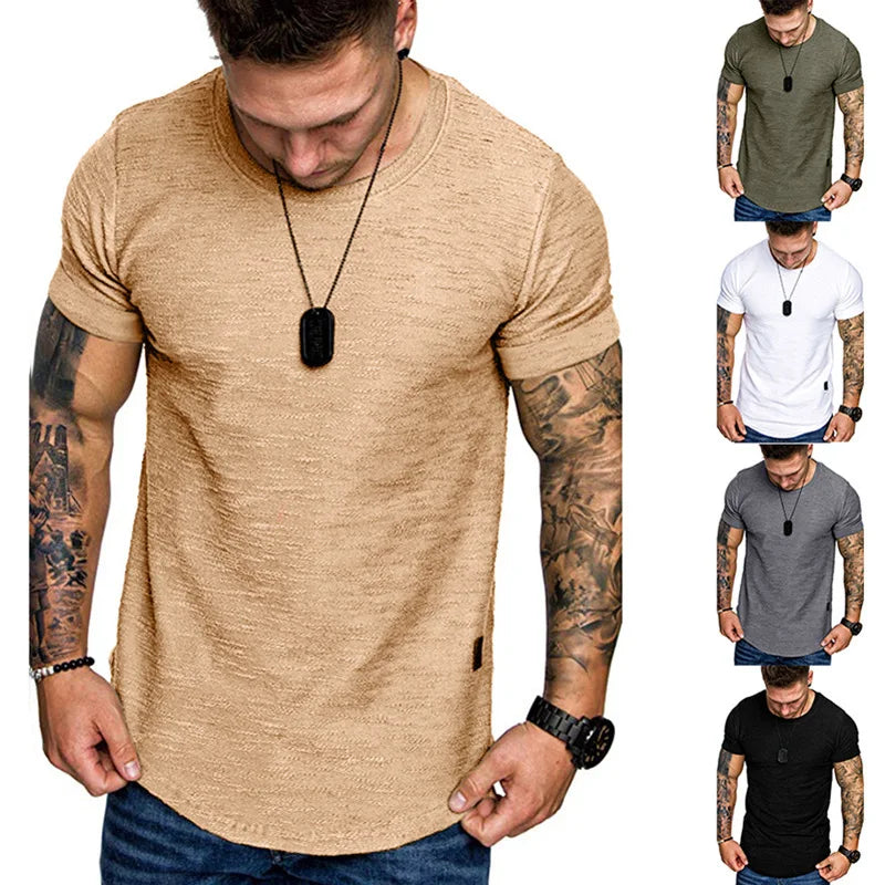 Men's Casual Fashion Solid O Neck T-Shirt