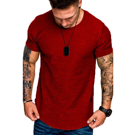 Men's Casual Fashion Solid O Neck T-Shirt