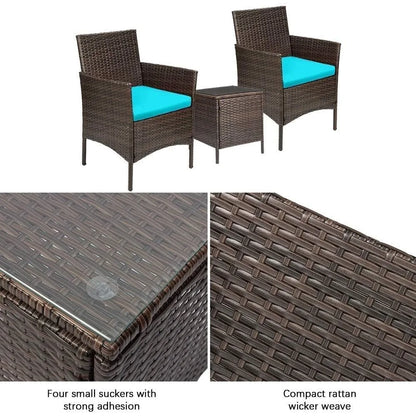 3-Piece PE Wicker Chairs with Table Furniture Set