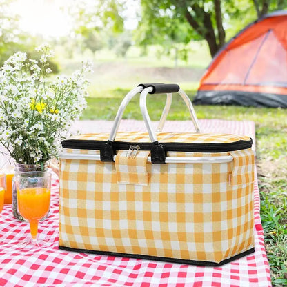 Folding Insulated Picnic Basket, Ultra Large Capacity Design