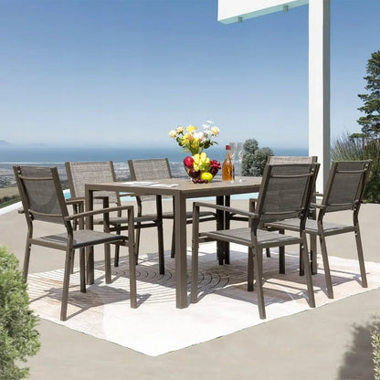 7 Piece Terrace Dining Outdoor Furniture Set, Weatherproof