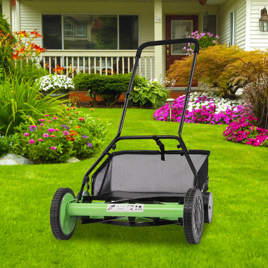 20" Hand Push Lawnmower, 50.8cm Manual Walk-Behind Cylinder, 5 Blades