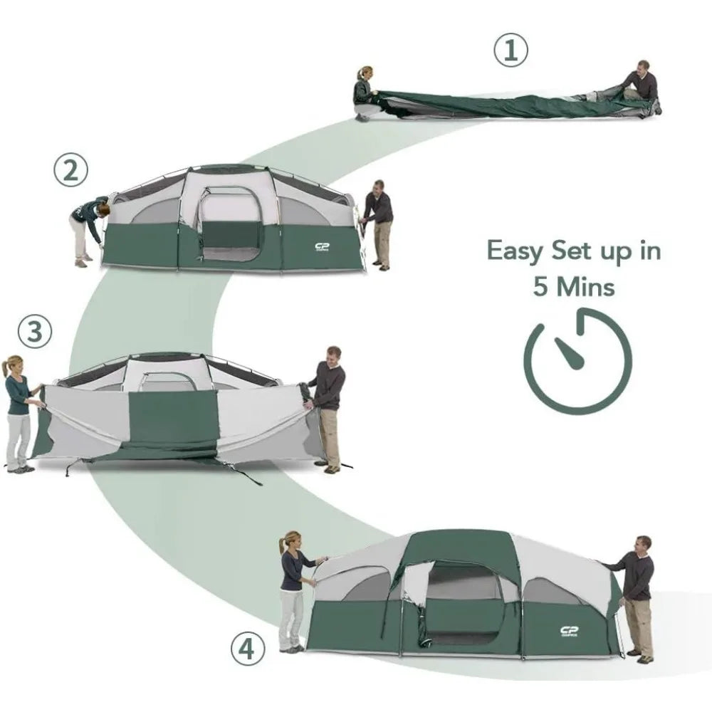 8 Person Camping Tents, Weather Resistant Family Tent