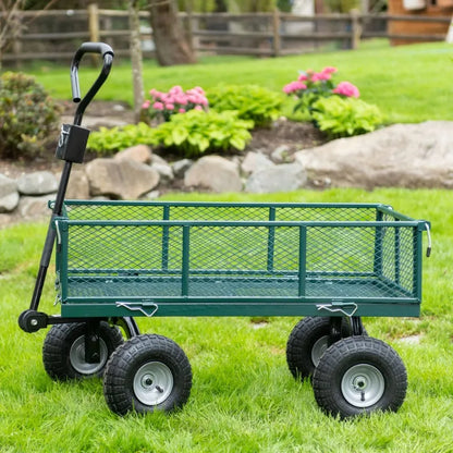 700lb Capacity, 38” x 20” Towable Mesh Garden Utility Cart