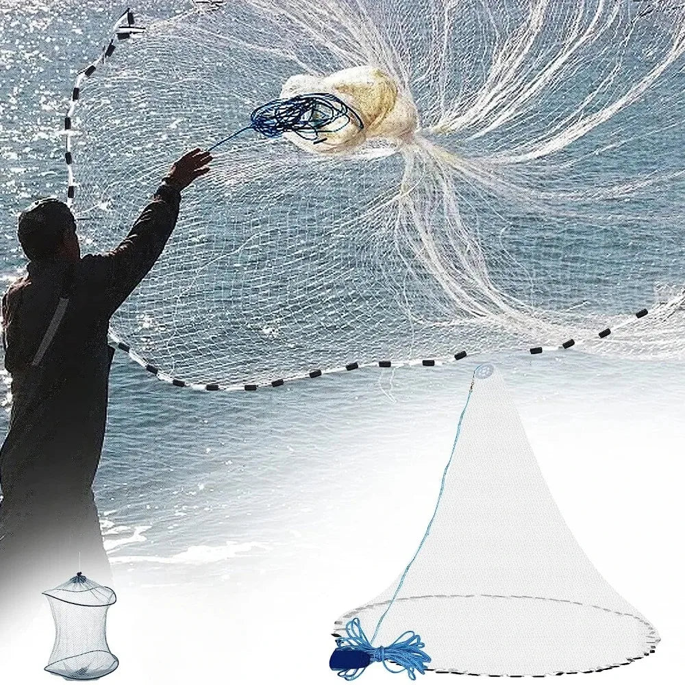 Cast Net 4Ft-8FT Radius Bait Net for Fishing