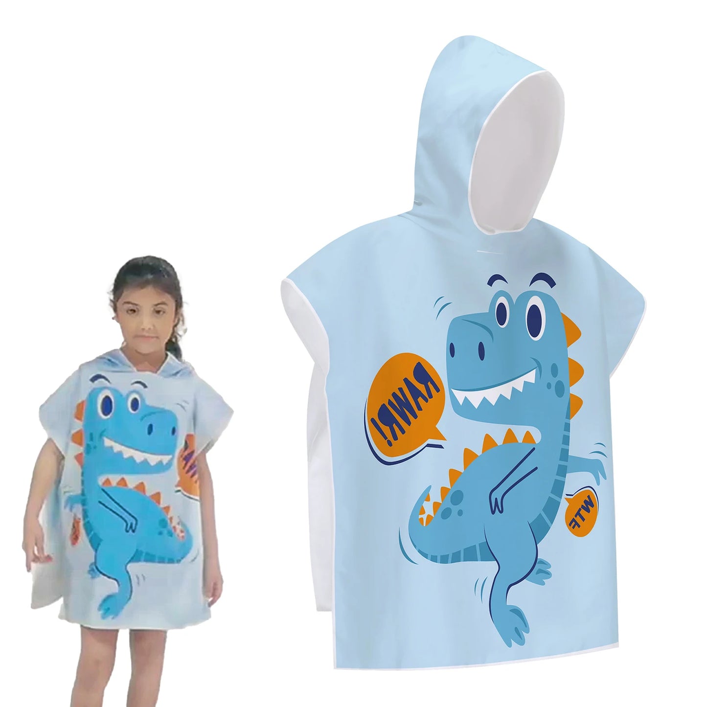 Cartoon Child Kid Hooded Cloak Beach Towel Robe