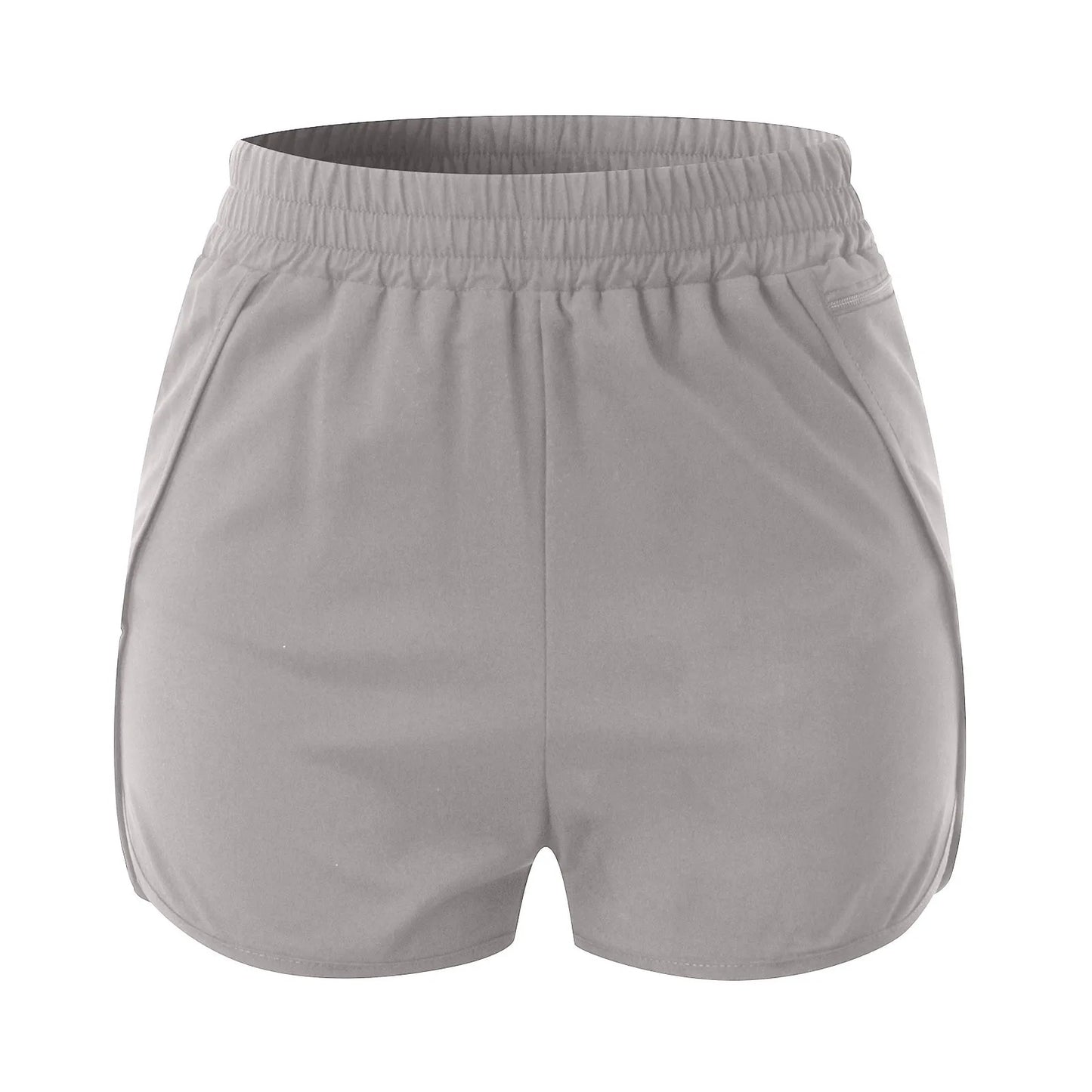 Elastic Waste Short Pants For Women Solid Color