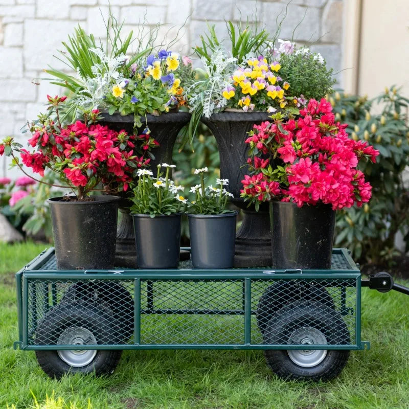 700lb Capacity, 38” x 20” Towable Mesh Garden Utility Cart