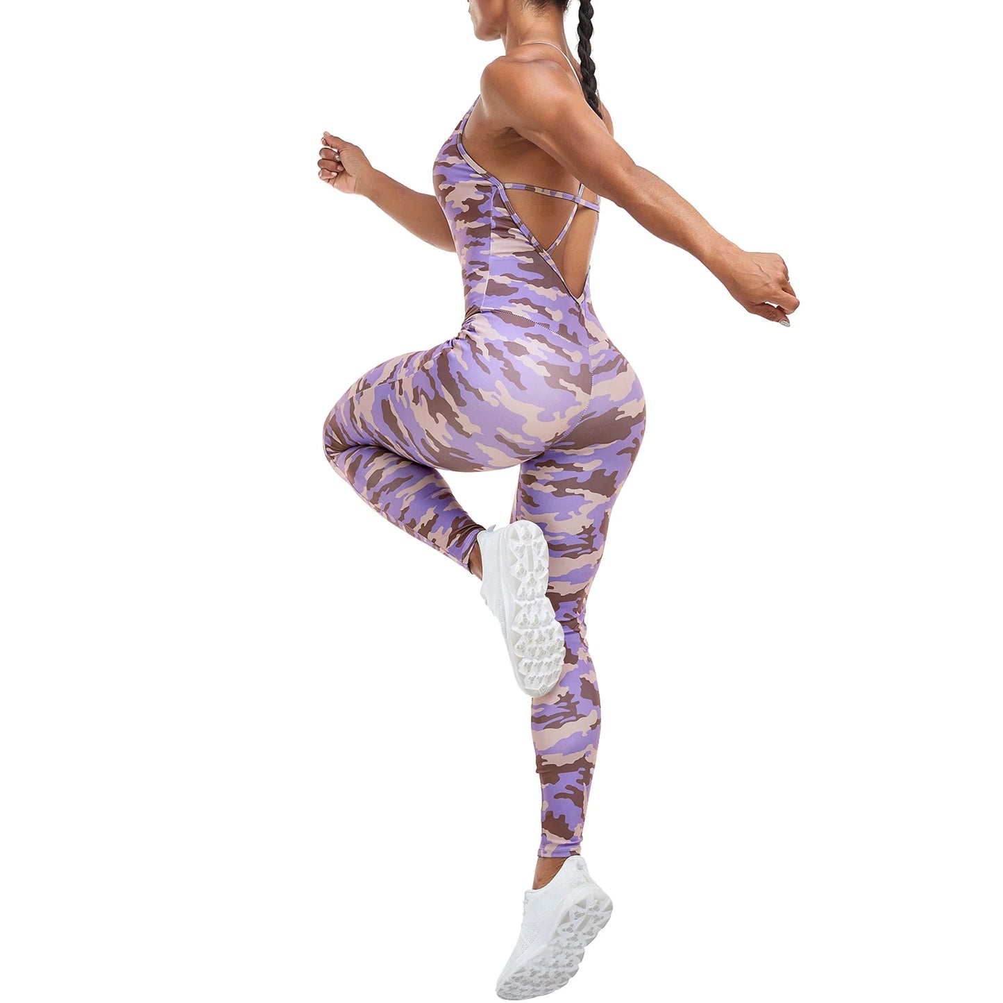 Women One-Piece Sleeveless Printing Yoga Jumpsuit