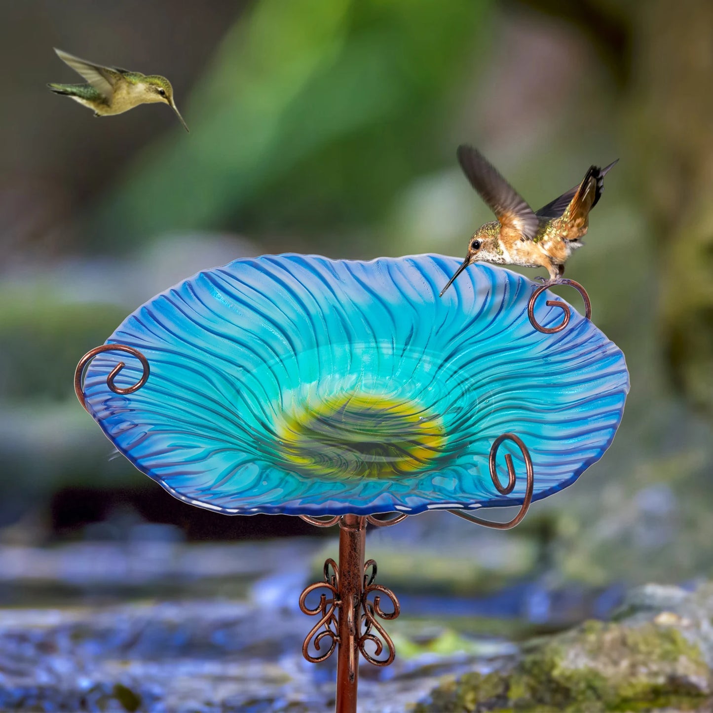 Garden Glass Birdbath