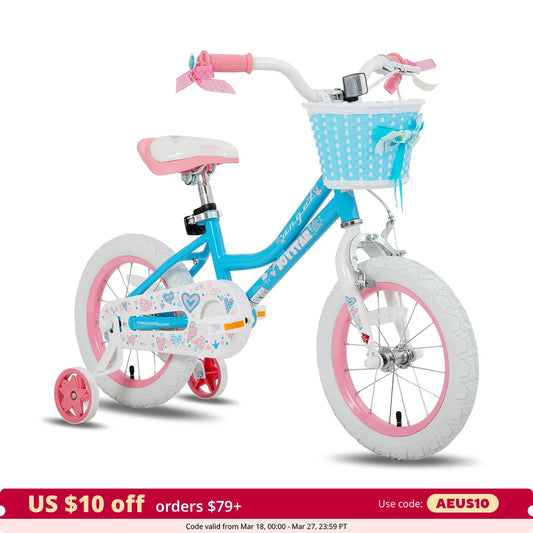 Girls Bike with Basket & Training Wheels 12 14 16 18 Inch