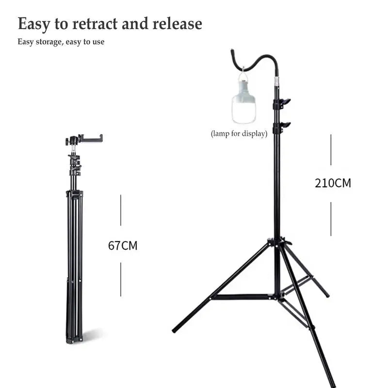 2m Light Stand Folding Telescoping Tripod, Adjustable Lightweight