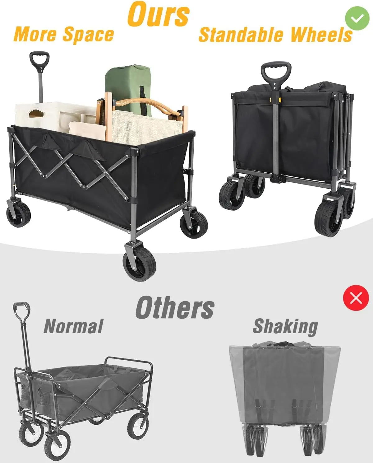 200L Collapsible Foldable Wagon with 420lbs Weight Capacity