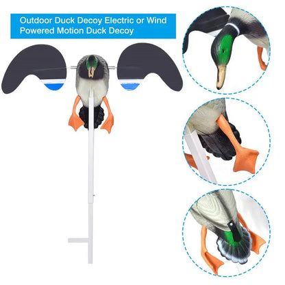 Wind Powered Motion Duck Decoy with Support Foot Remote Control