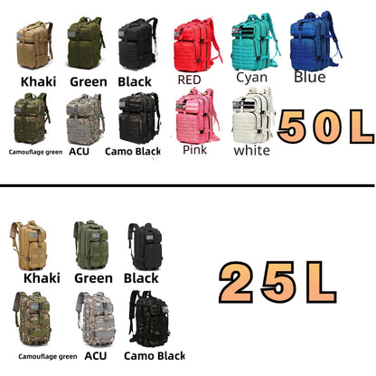 25L/50L Sturdy Nylon Waterproof Tactical Sports Backpack