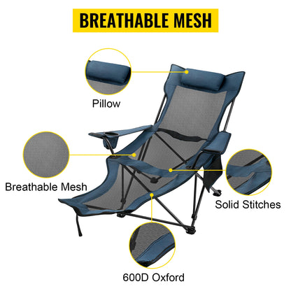 Outdoor Folding Camp Chair Backrest with Footrest