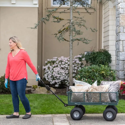 700lb Capacity, 38” x 20” Towable Mesh Garden Utility Cart