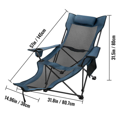 Outdoor Folding Camp Chair Backrest with Footrest