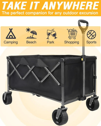 200L Collapsible Foldable Wagon with 420lbs Weight Capacity