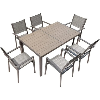 7 Piece Terrace Dining Outdoor Furniture Set, Weatherproof