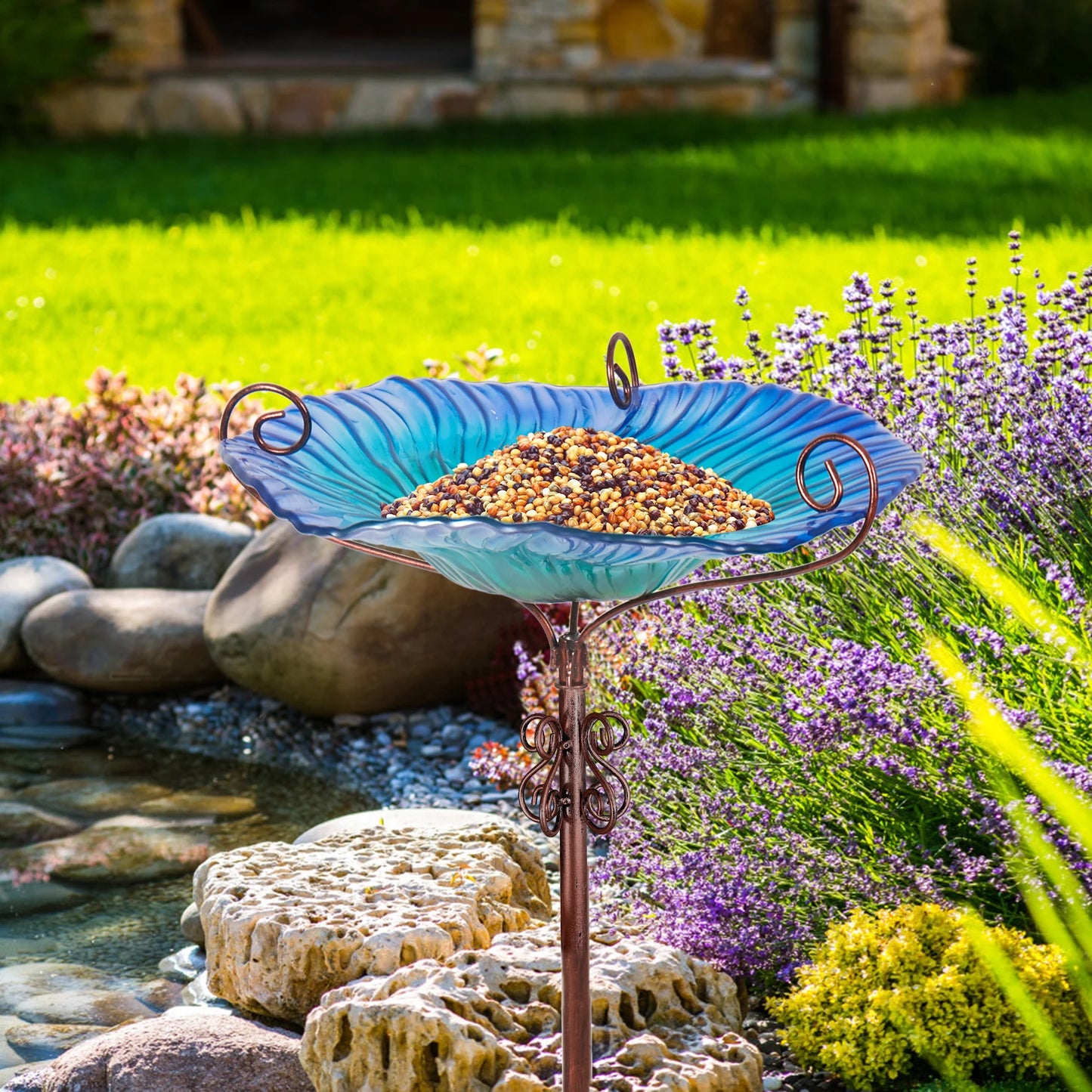 Garden Glass Birdbath