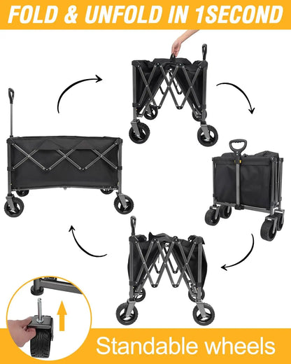 200L Collapsible Foldable Wagon with 420lbs Weight Capacity