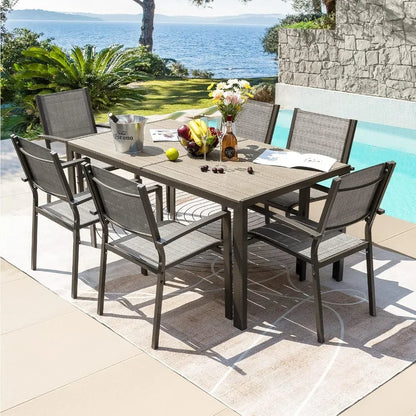 7 Piece Terrace Dining Outdoor Furniture Set, Weatherproof