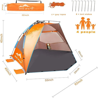 X-Large 4 Person Beach Tent Sun Shelter