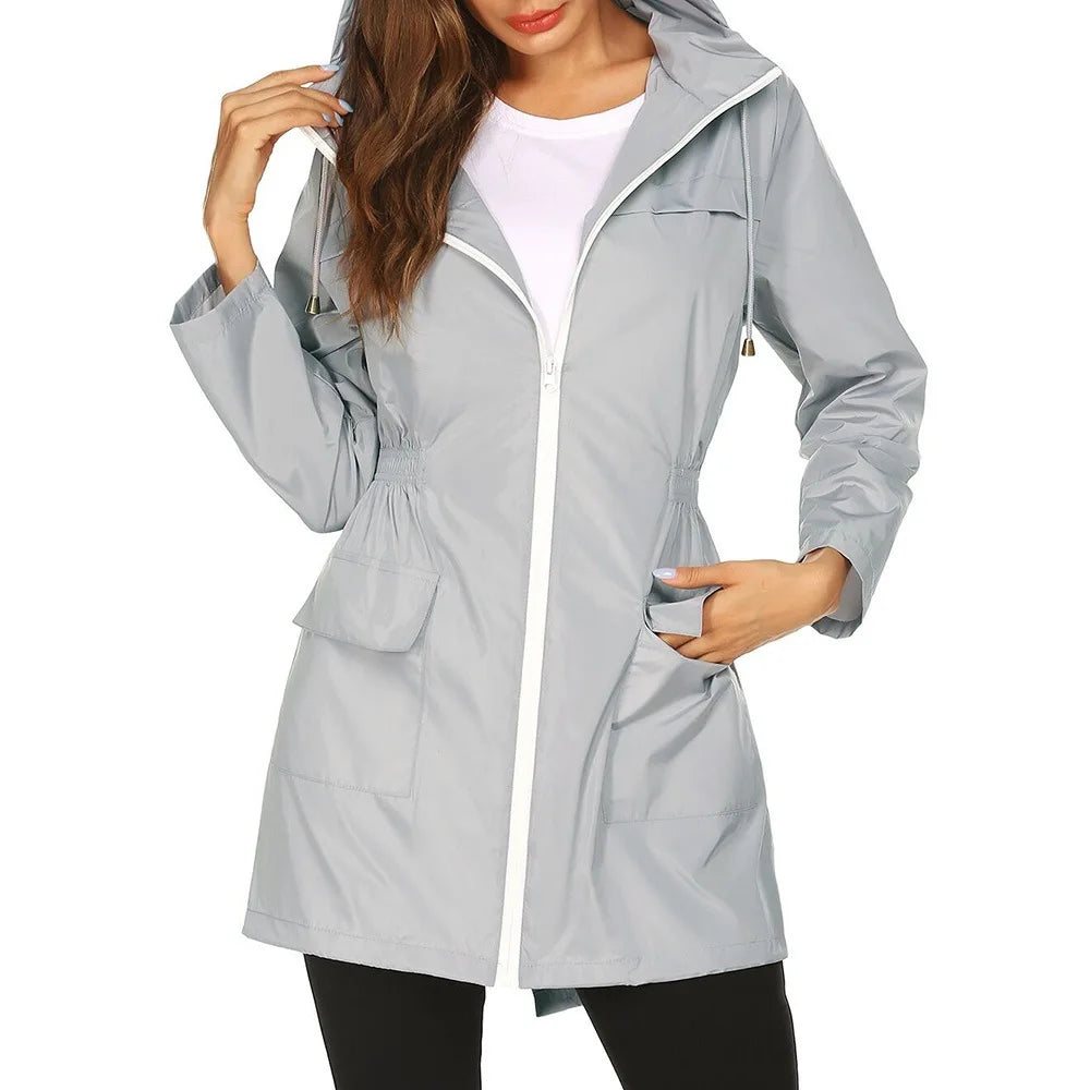 Women Fashion All Seasons Outdoor Waterproof Rain Jacket