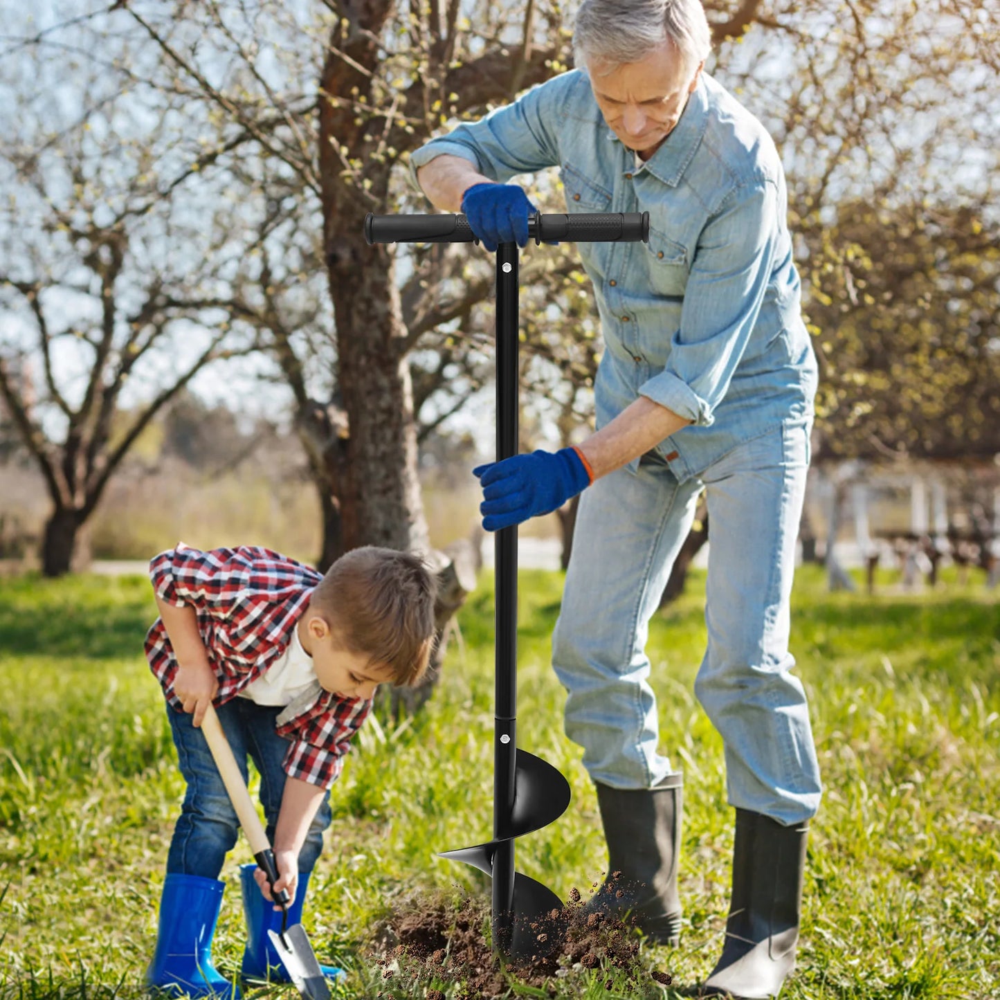 Manual Post Hole Digger for Planting, Holes-6"x 33.46"