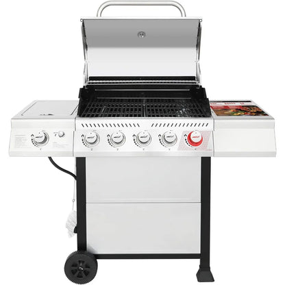 5-Burner BBQ Propane Grill, Stainless Steel, 64,000 BTU